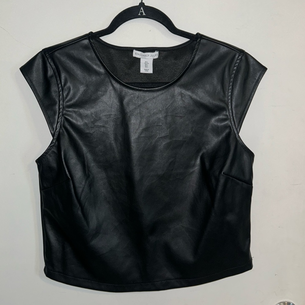 Faux Leather Top